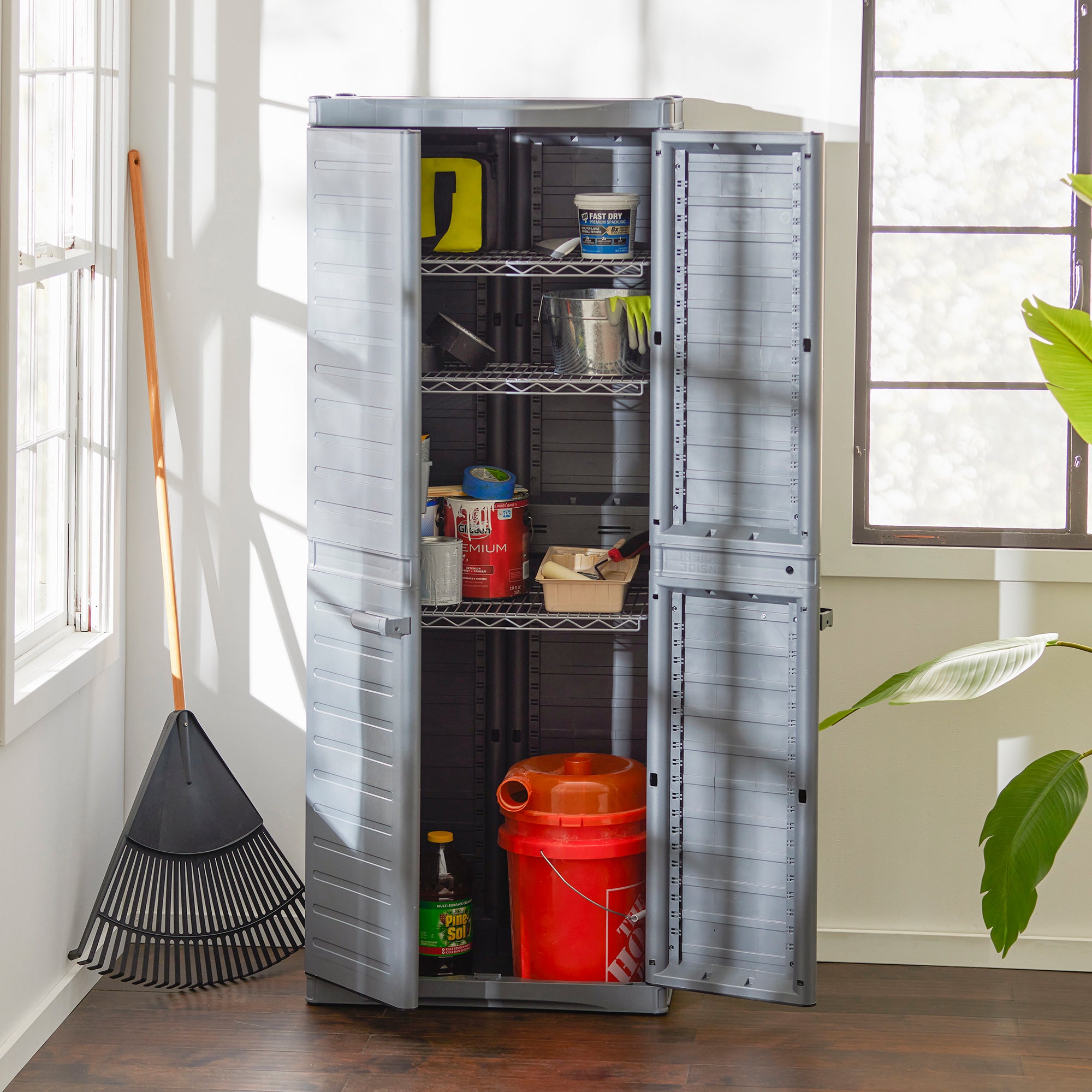 Gracious Living MaxIt Premium 2-Door Utility Cabinet w/ Metal Shelves (Open Box) - VMInnovations