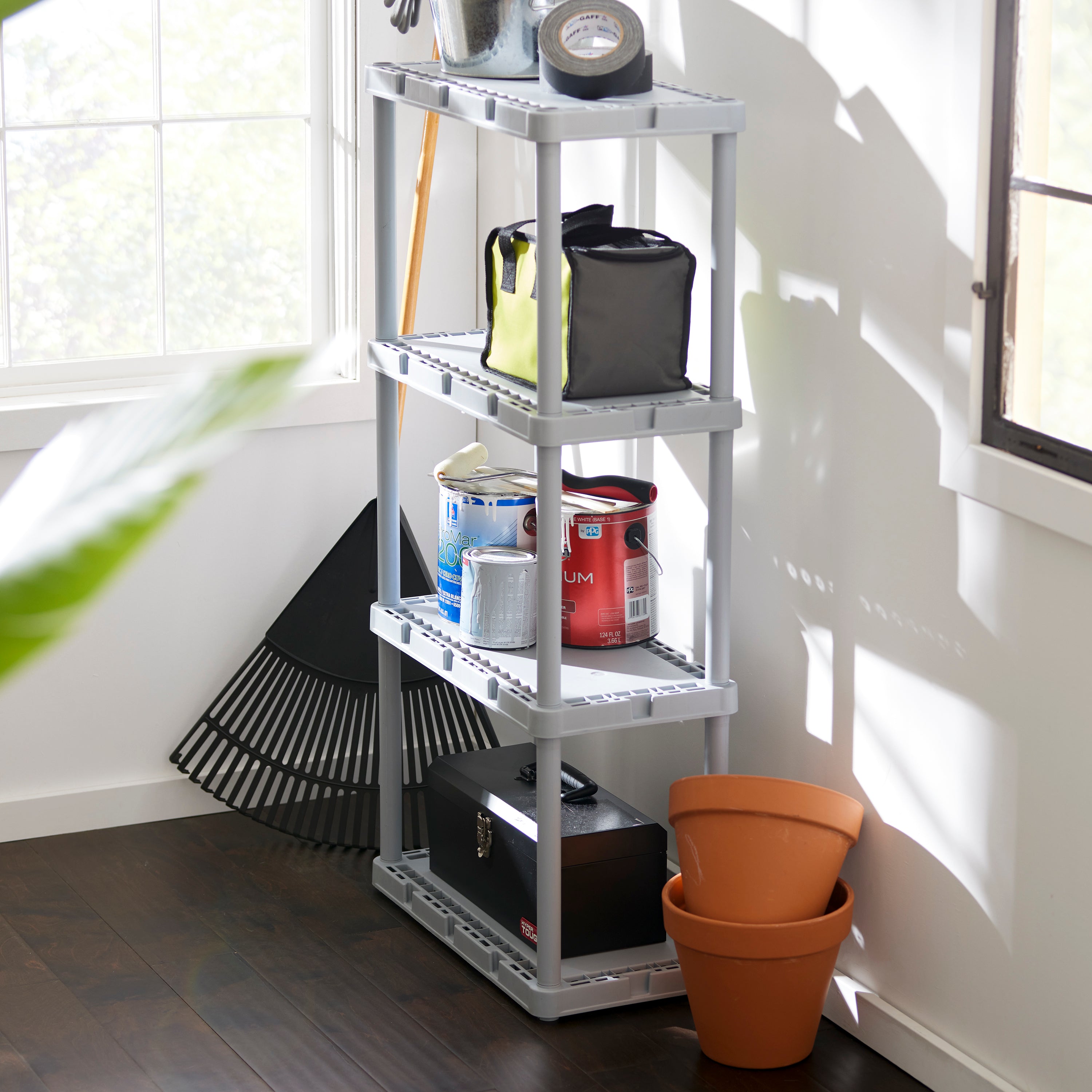 Knect-A-Shelf Fixed Height 4 Shelf Light Duty Storage System (Open Box) - VMInnovations