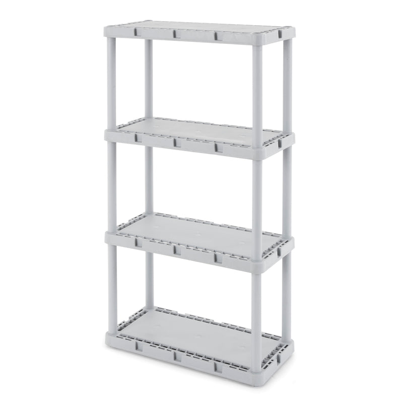 Gracious Living 4 Shelf Knect-A-Shelf Fixed Height Solid Light Duty Storage,Grey