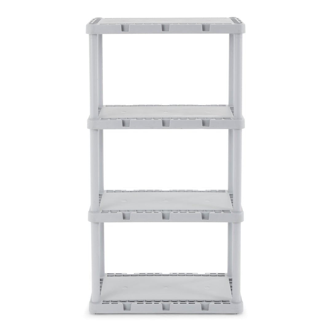 Gracious Living 4 Shelf Knect-A-Shelf Fixed Height Solid Light Duty Storage,Grey