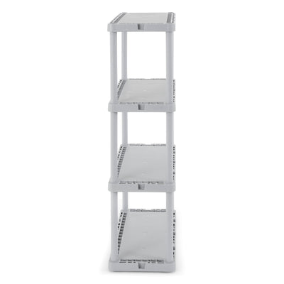 Gracious Living 4 Shelf Knect-A-Shelf Fixed Height Solid Light Duty Storage,Grey