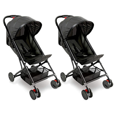Jovial Portable Folding Compact Baby Stroller with Travel Bag, Black (2 Pack)