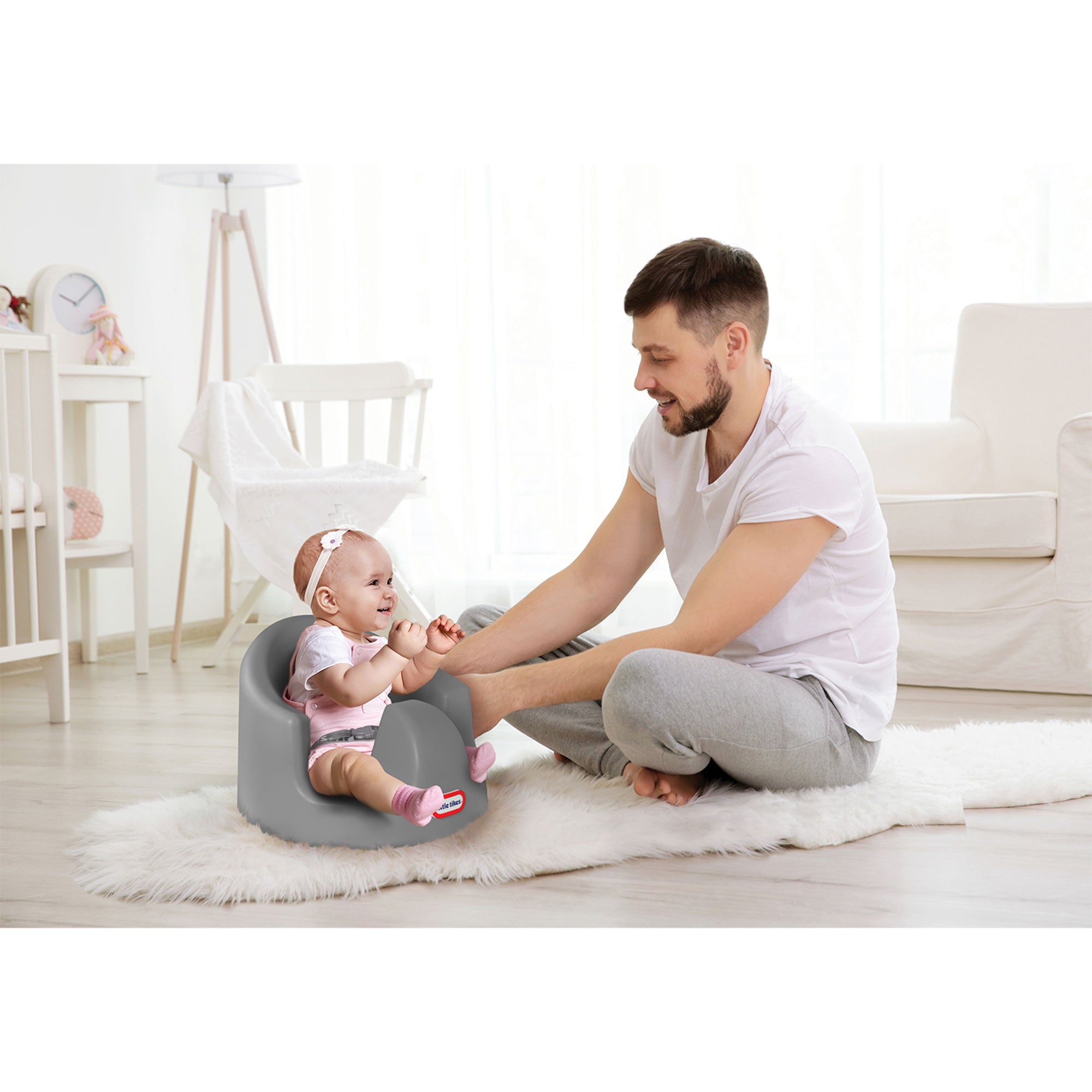 Little Tikes Deluxe 2-in-1 Foam Changing Pad and My First Seat Baby Chair, Grey