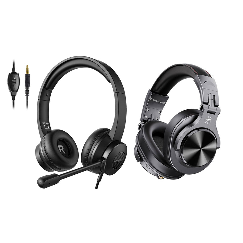 S100 Adjustable Microphone PC Headset with OneOdio A70 Bluetooth Headphones