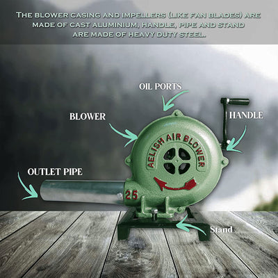 Simond Store Hand Crank Blacksmith Coal Forge Blower Manual Fan, 8 Inch (Used)