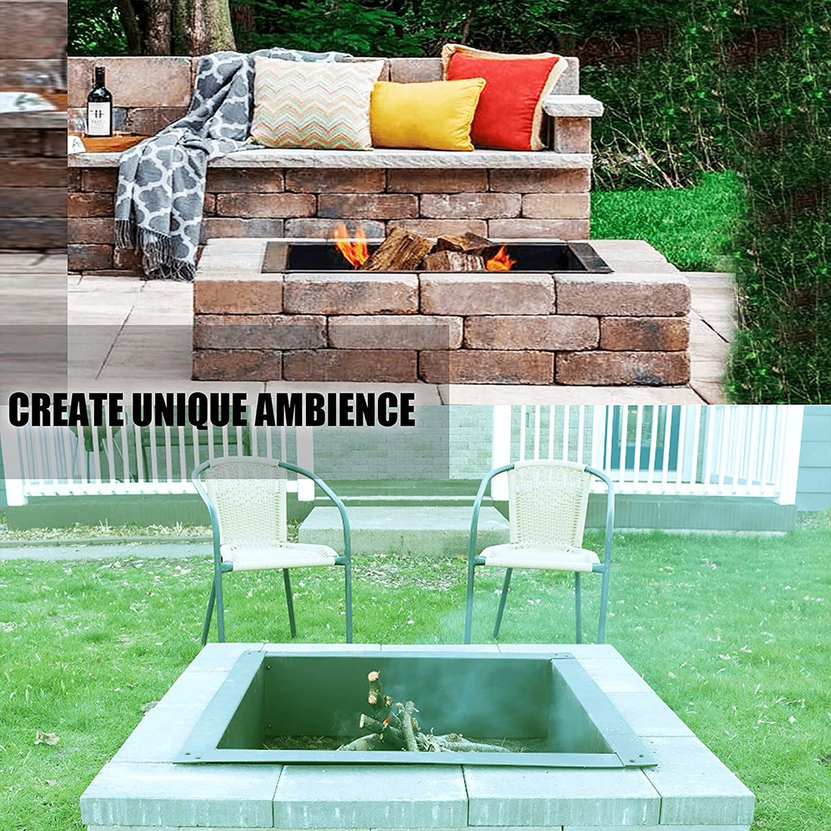Simond Store Square Outdoor Fire Pit Ring Insert, 27 Inch Diameter (Used)