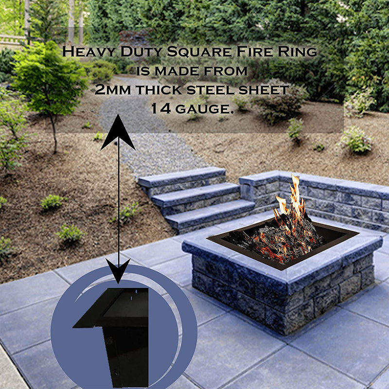 Simond Store Square Outdoor Fire Pit Ring Insert, 27 Inch Diameter (Used)