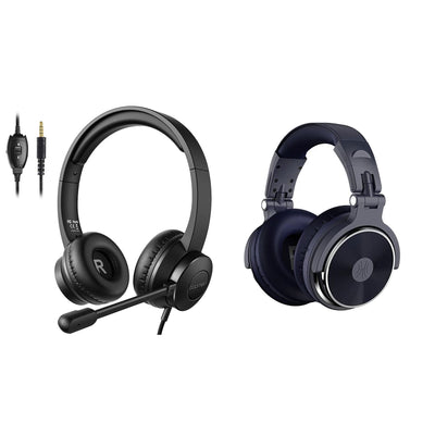 S100 Adjustable Microphone Wireless PC Headset & OneOdio Pro 10 Wired Headphones