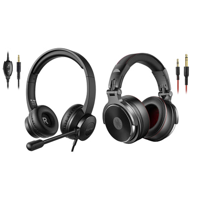 OneOdio Pro 50 Black Studio Headphones and S100 Wireless Headset with Mic, Black