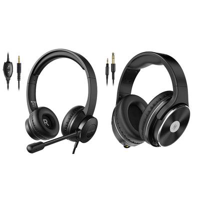 OneOdio Stuido HIFI Over Ear Headphones, Black, & S100 Microphone Headset, Black - VMInnovations