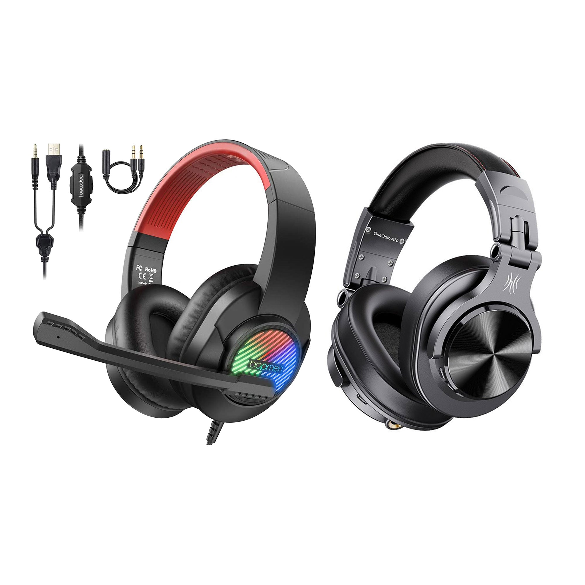 OneOdio Fusion Wired & Wireless Headphones, Black & T8 USB Wired Headphones