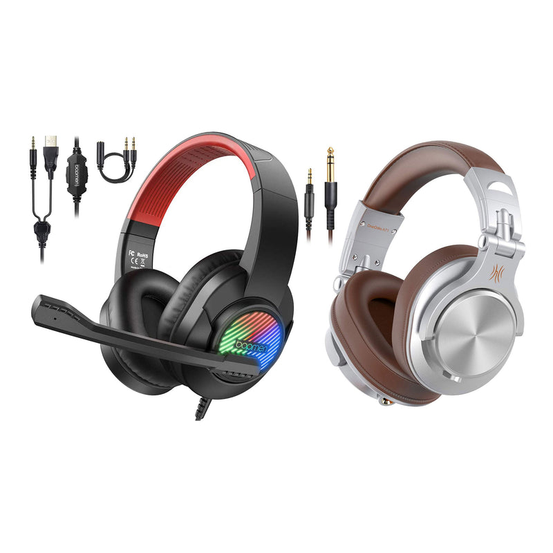 OneOdio Studio Gaming Wired Headphones, Silver & bopmen USB Wired Headphones