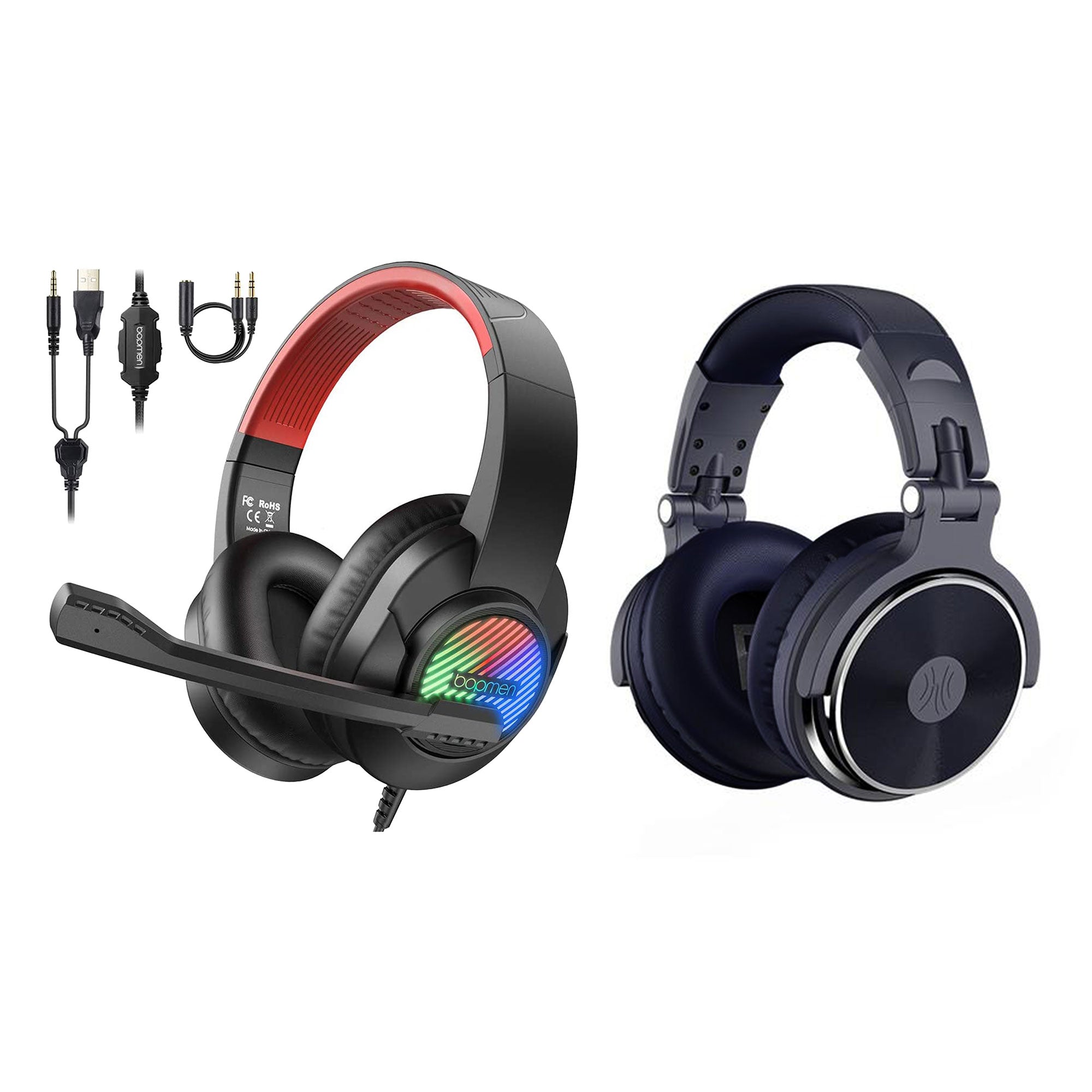 OneOdio 50mm Driver Wired Studio DJ Headset, Black & bopmen USB Wired Headphones