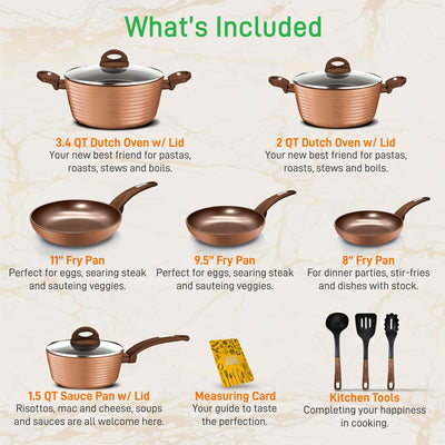 NutriChef 12 Pc Nonstick Cookware Set with Lids & Cool Touch Handles (Open Box) - VMInnovations
