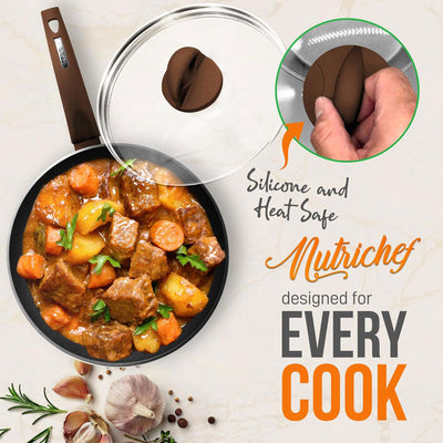 NutriChef 12 Pc Nonstick Cookware Set with Lids & Cool Touch Handles (Open Box) - VMInnovations