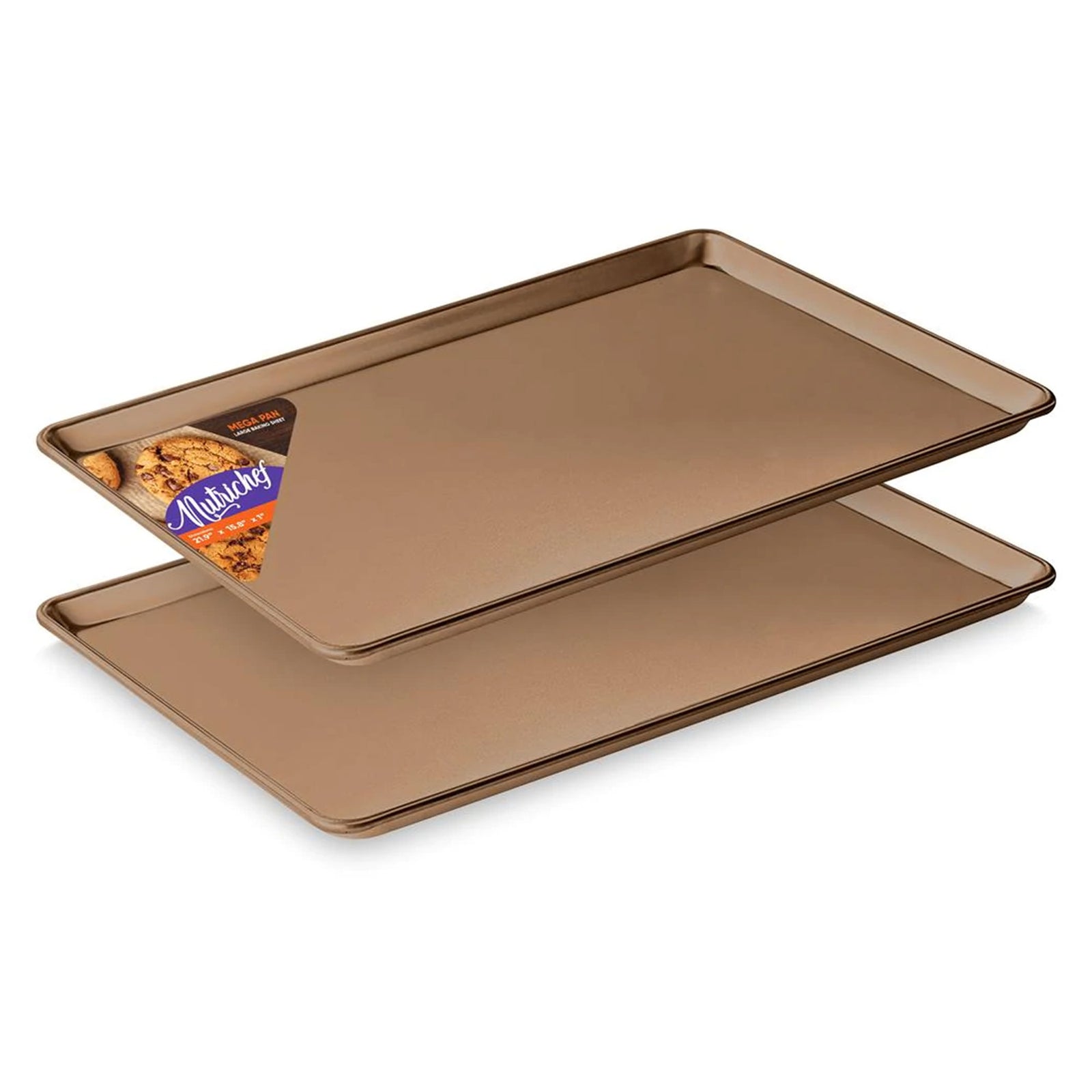 NutriChef XL Nonstick Rimmed Cookie and Baking Sheets, Set of 2 (Open Box) - VMInnovations