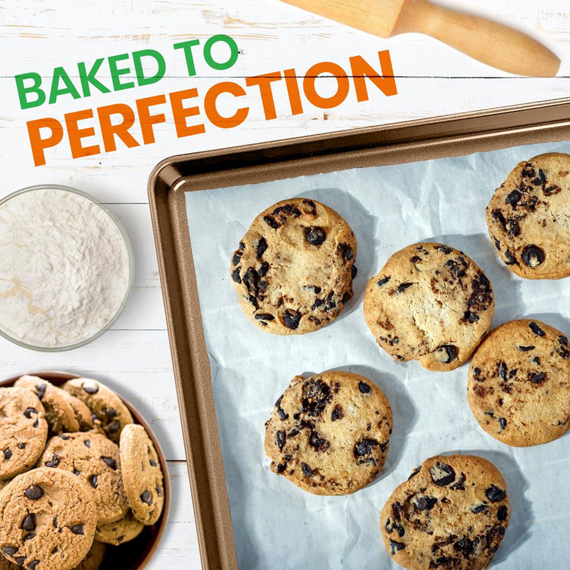 NutriChef XL Nonstick Rimmed Cookie and Baking Sheets, Set of 2 (Open Box) - VMInnovations