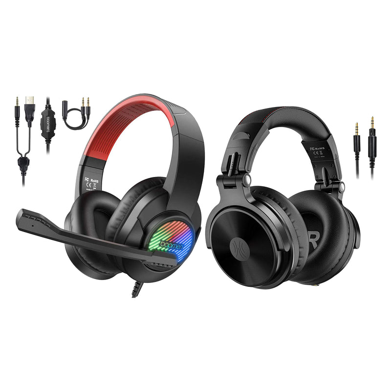 OneOdio Pro C Wired I Wireless Headset, Black and T8 USB Wired Headphones Set