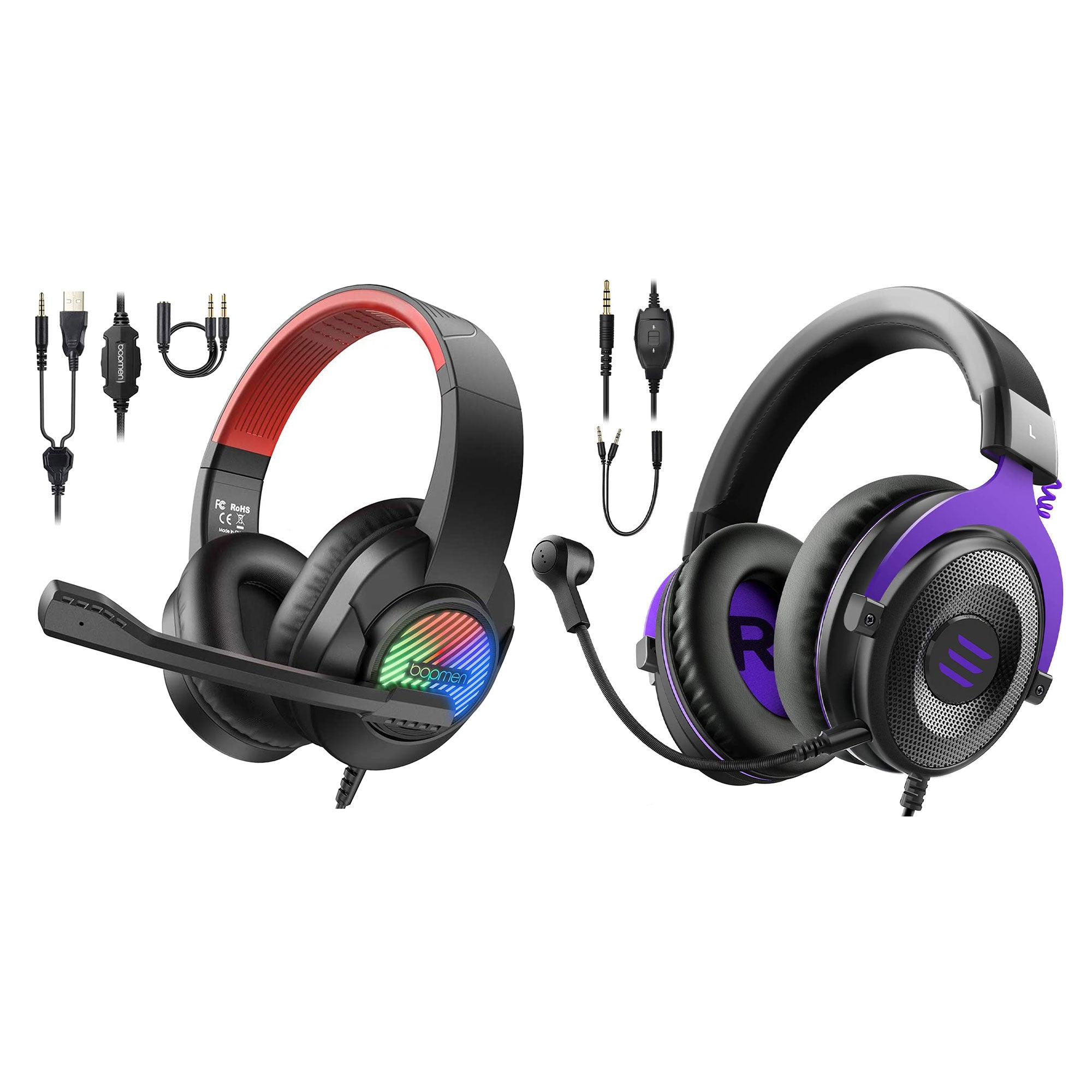 EKSA Gamer Headset with Detachable Microphone and T8 Gamer Headset with Lights