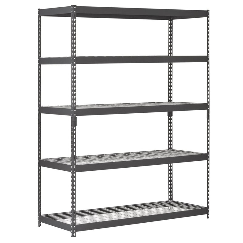 Edsal Adjustable 5 Shelf Durable Steel Storage Organization Shelving Unit, Black