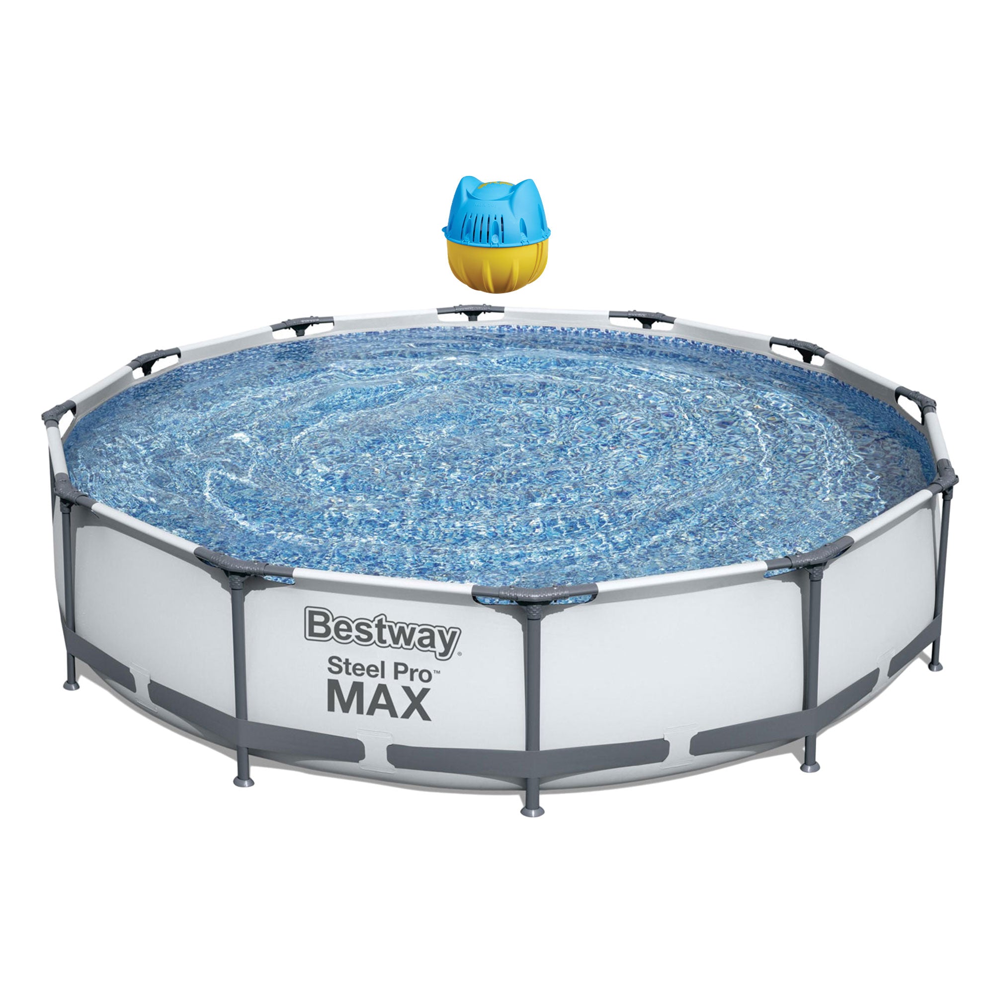 Hey! Cool Pool Flip Plop Float Cleaning Swimming Pool w/ Bestway Steel Max Frame - VMInnovations