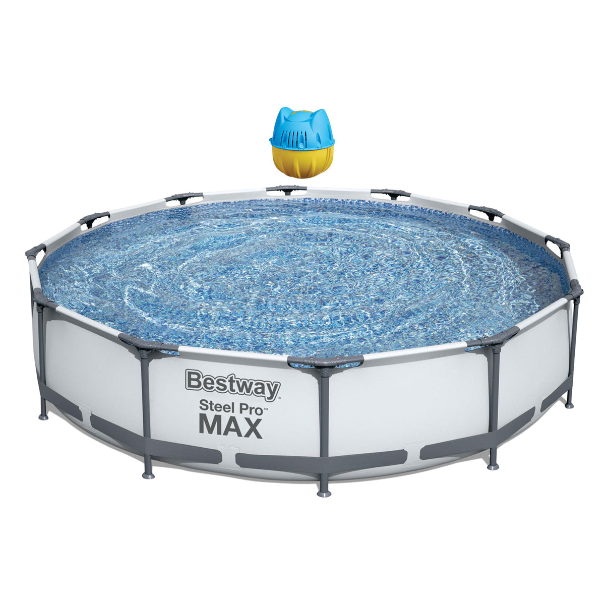 Hey! Cool Pool Flip Plop Float Cleaning Swimming Pool w/ Bestway Steel Max Frame