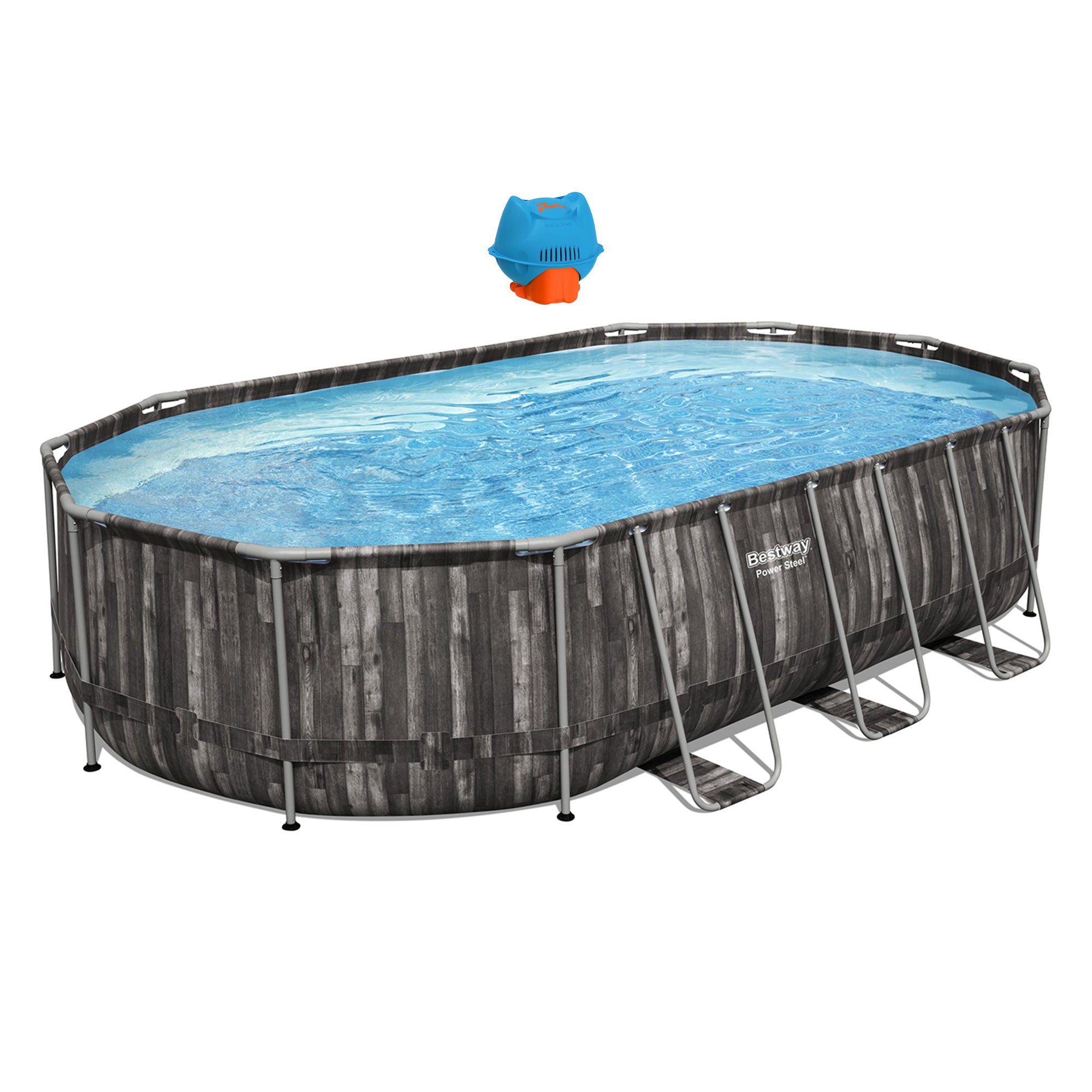 Hey! Cool Pool Flip Plop XL Floating Dispenser Pool Care with Bestway Oval Set