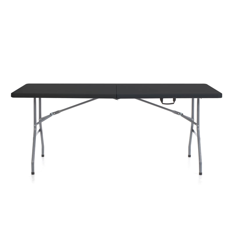 806 6 Foot Fold In Half Folding Banquet Table, Black (Used)