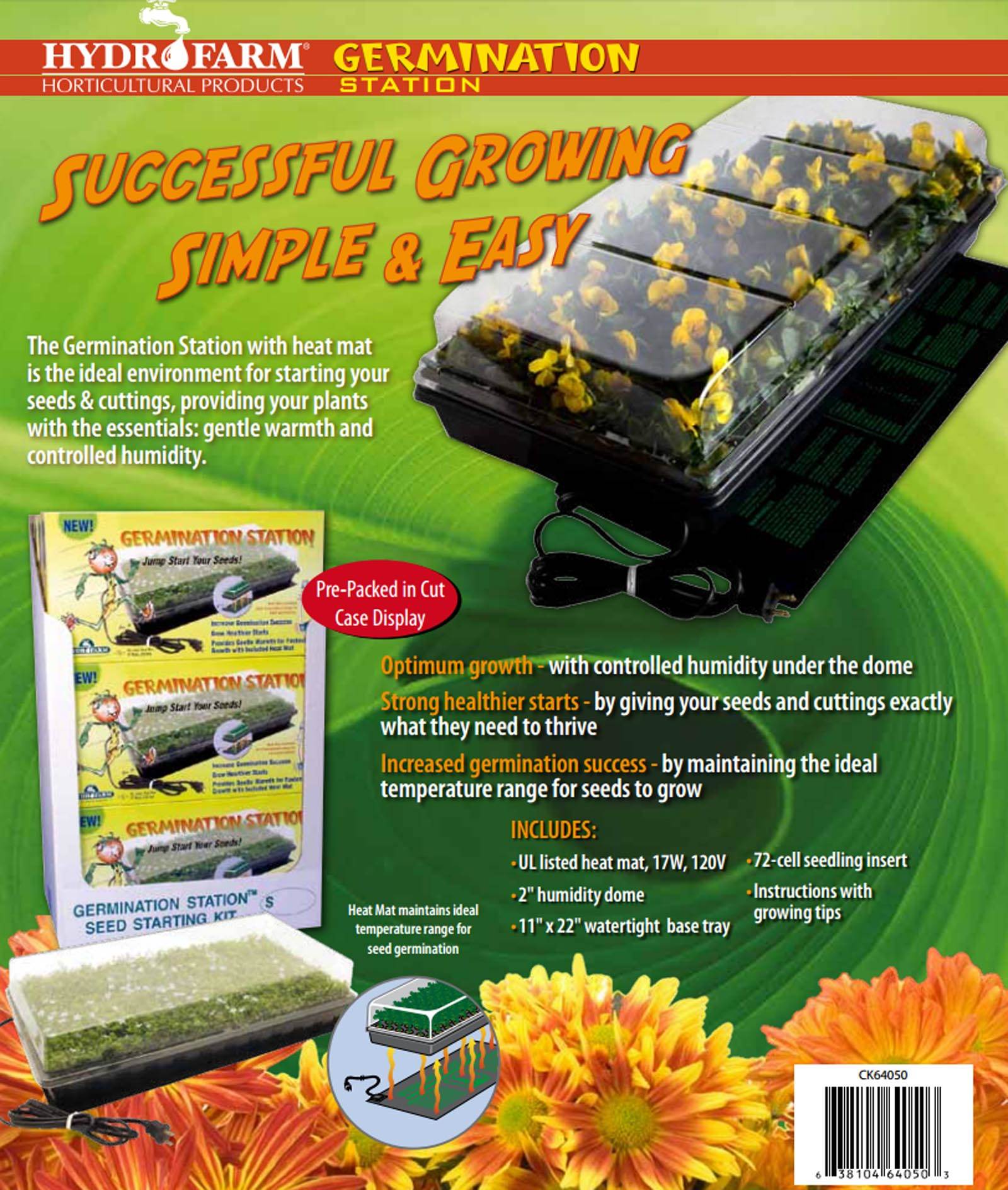 Hydrofarm CK64050 Germination Station w/ Heat Mat, Tray, Cell Insert & Dome (2) - VMInnovations