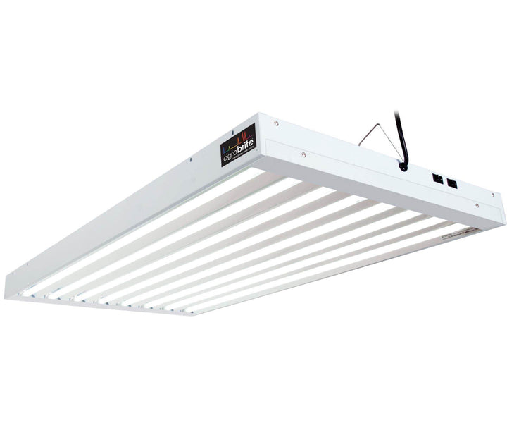 AgroBrite FLT48 8-Tube Hydroponic 2' Grow 432W Light Fixture with Bulbs, White