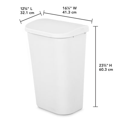 Sterilite 11.3 Gallon Lift Top Lid Wastebasket Trash Can for Kitchen, White
