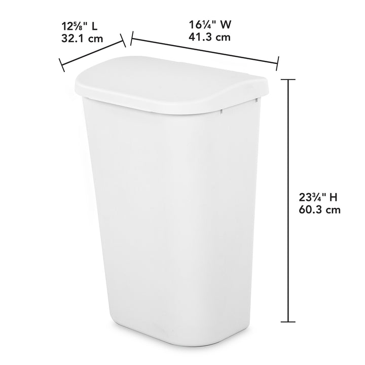 Sterilite 11.3 Gal Lift Top Lid Wastebasket Kitchen Trash Can, White (24 Pack)