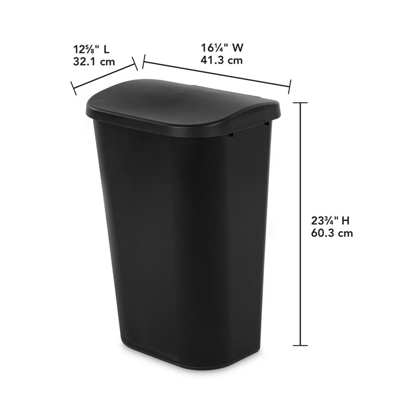 Sterilite 11.3 Gal Lift Top Lid Wastebasket Kitchen Trash Can, Black (18 Pack)