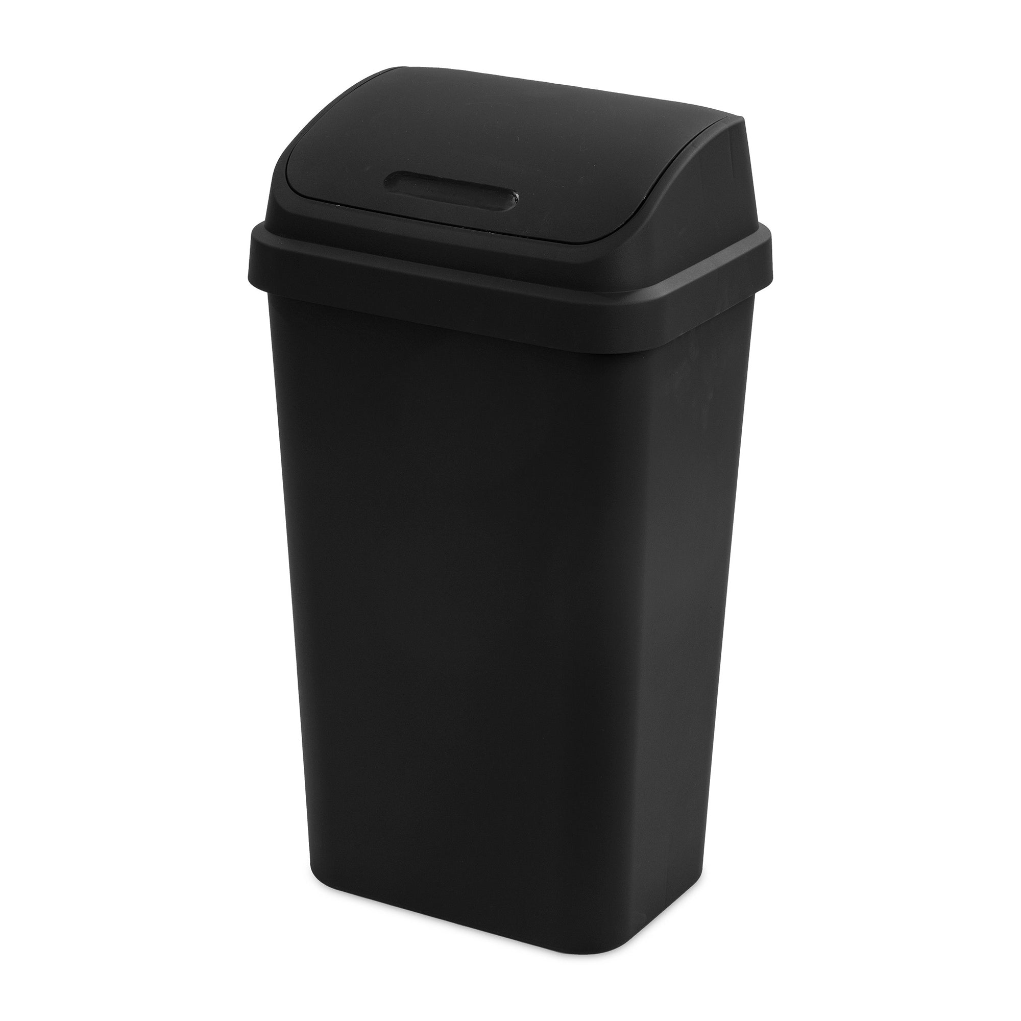 Sterilite 13 Gallon Swing Top Lidded Wastebasket Trash Can for Kitchen, Black