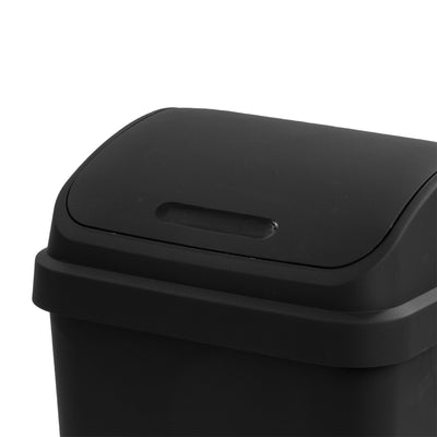Sterilite 13 Gallon Swing Top Lidded Wastebasket Trash Can for Kitchen, Black