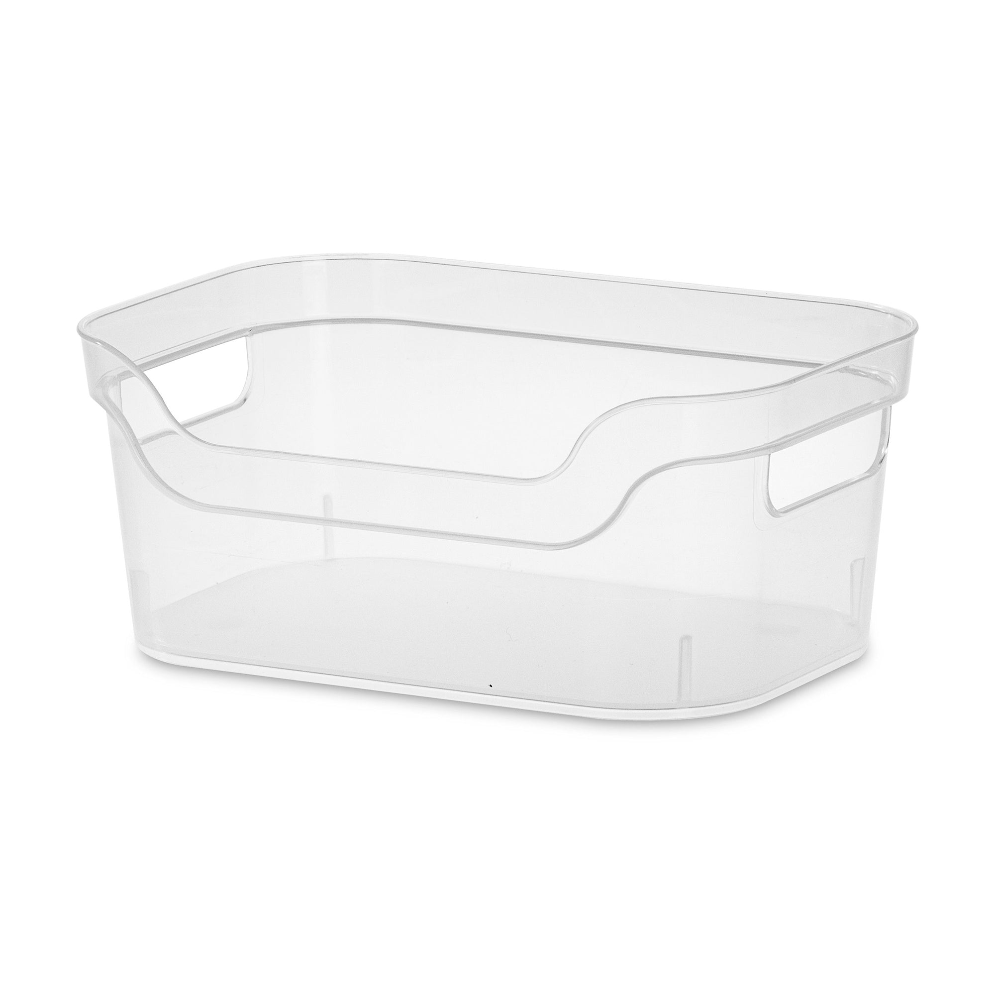 Sterilite 9.5 x 6.5 x 4 Inch Clear Open Storage Bin with Carry Handles, 2 Pack