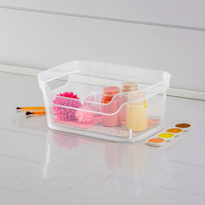 Sterilite 9.5 x 6.5 x 4 Inch Clear Open Storage Bin with Carry Handles, 2 Pack