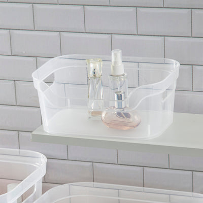 Sterilite 9.5 x 6.5 x 4 Inch Clear Open Storage Bin with Carry Handles, 2 Pack