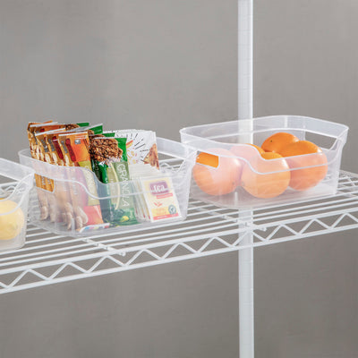 Sterilite 9.5 x 6.5 x 4 Inch Clear Open Storage Bin with Carry Handles, 2 Pack