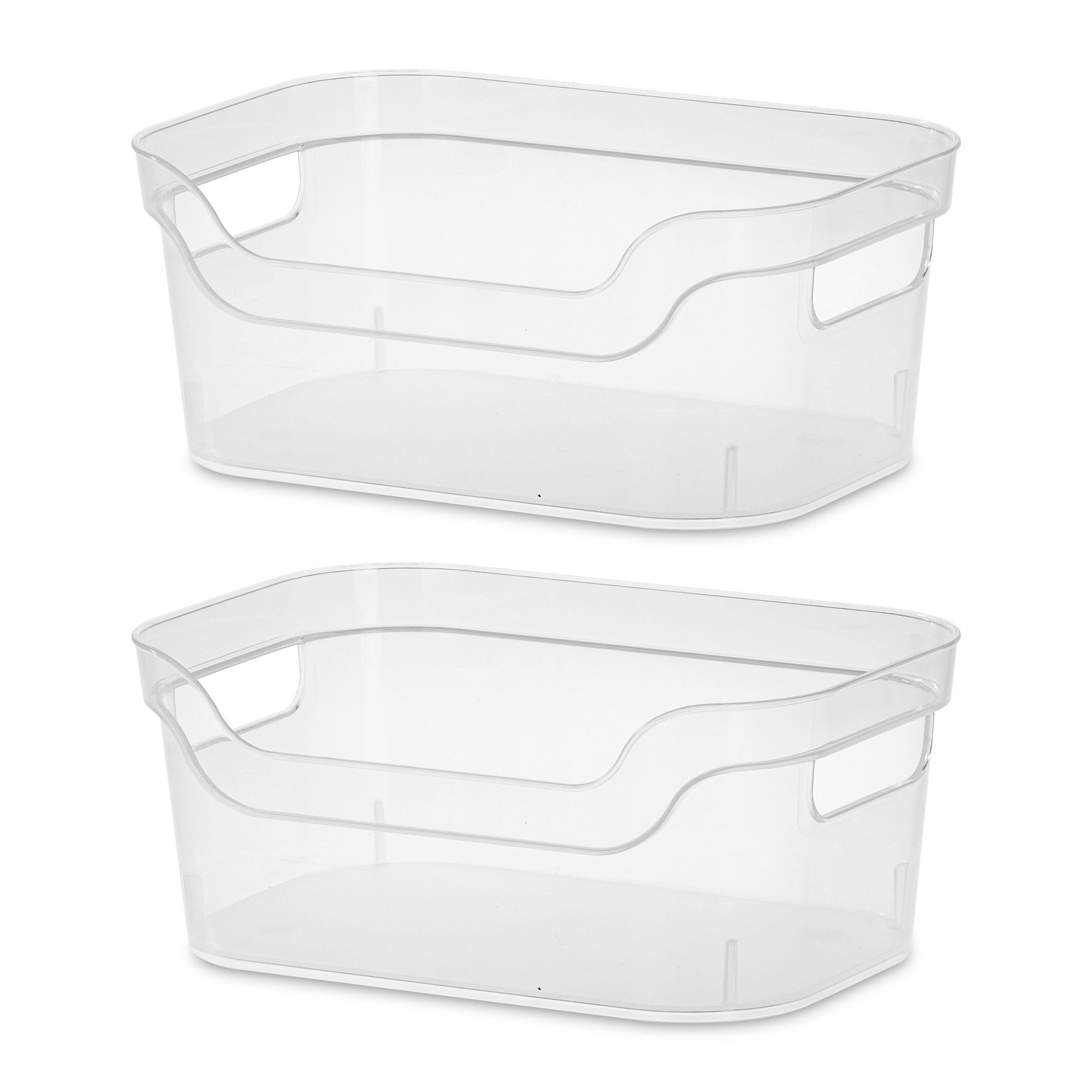 Sterilite 9.5 x 6.5 x 4 Inch Clear Open Storage Bin with Carry Handles, 2 Pack