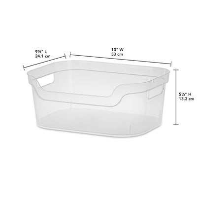 Sterilite 5.25 x 9.5 x 13 Inch Open Storage Bin w/ Carry Through Handles, Clear