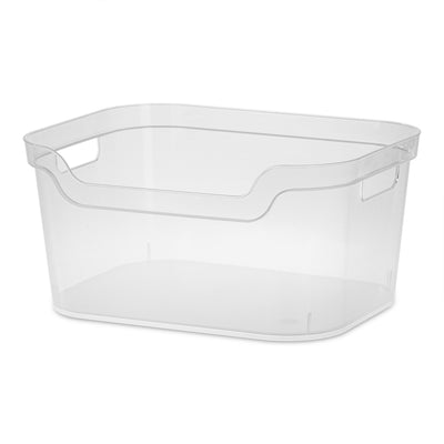 Sterilite 7 x 11 x 14.25 Inch Open Storage Bin with Carry Through Handles, Clear