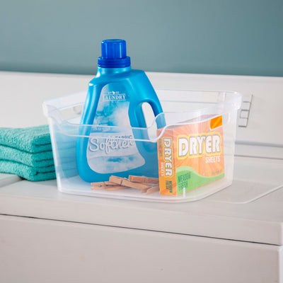 Sterilite 7 x 11 x 14.25 Inch Open Storage Bin with Carry Through Handles, Clear