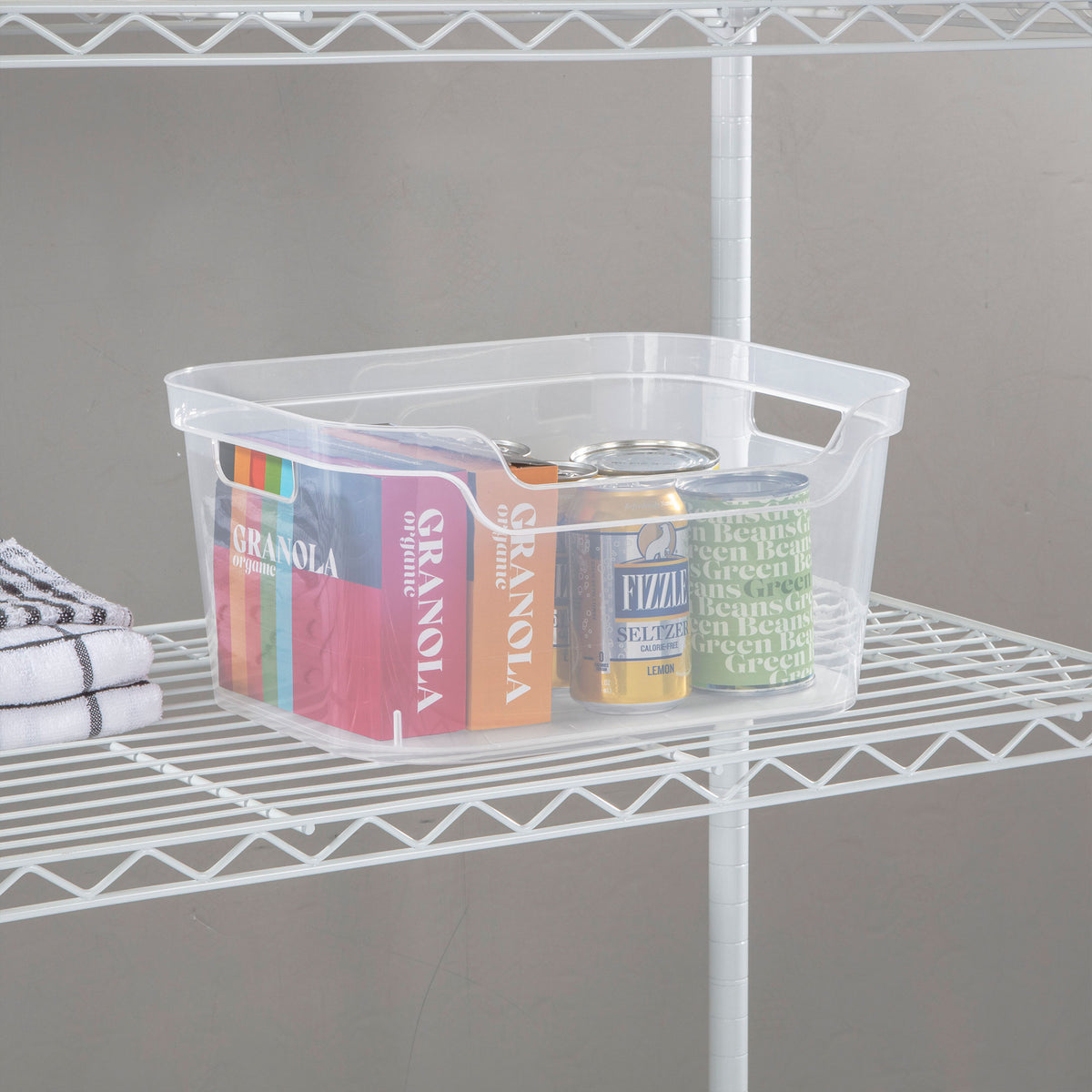 Sterilite 7 x 11 x 14.25 Inch Open Storage Bin with Carry Through Handles, Clear