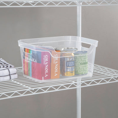 Sterilite 7 x 11 x 14.25 Inch Open Storage Bin with Carry Through Handles, Clear