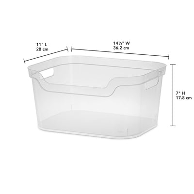 Sterilite 7 x 11 x 14.25 Inch Open Storage Bin with Carry Through Handles, Clear