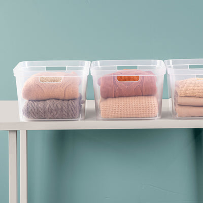 Sterilite 8.25 x 12.25 x 15 Inch Storage Bin with Carry Through Handles, Clear