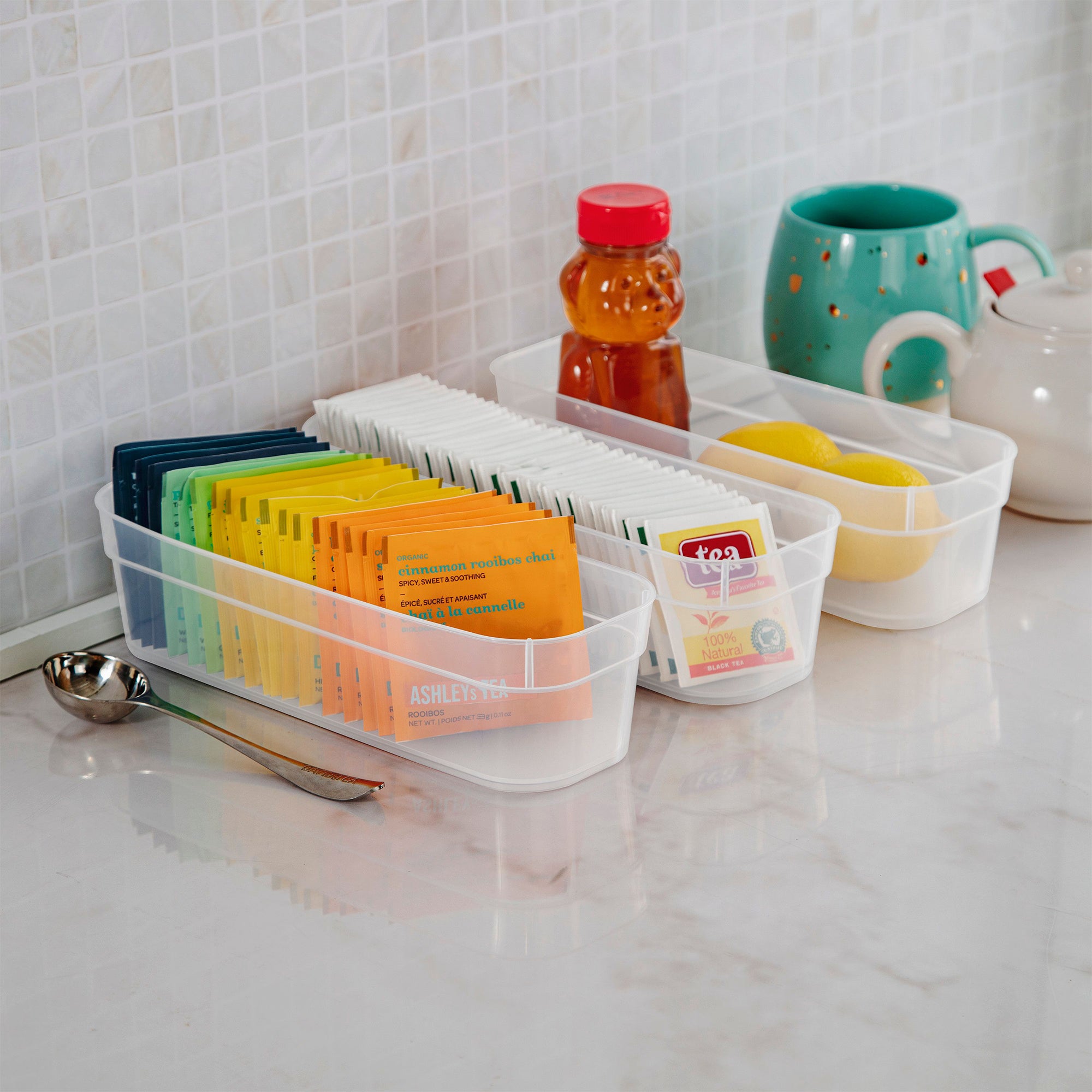 Sterilite Narrow Storage Trays for Desktop & Drawer Organizing, Clear (96 Pack) - VMInnovations