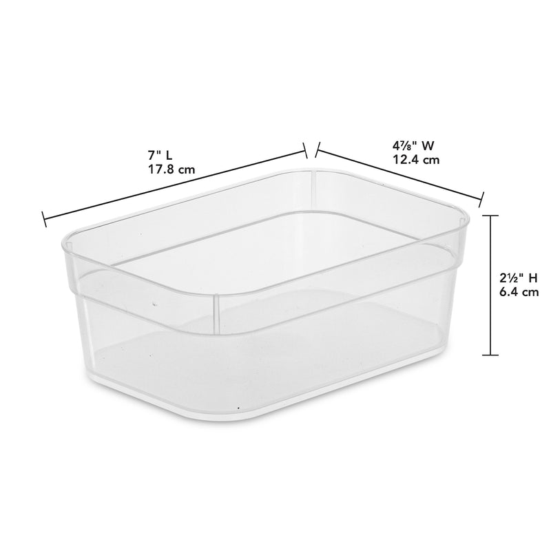 Sterilite Medium Storage Trays for Desktop and Drawer Organizing, Clear, 48 Pack