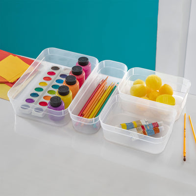 Sterilite Medium Storage Trays for Desktop and Drawer Organizing, Clear, 96 Pack